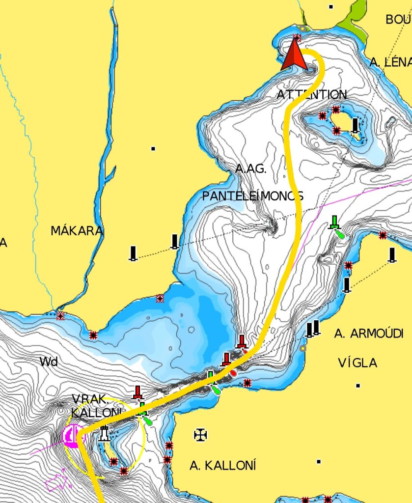 Anfahrt in die Apothikes Bay auf Lesbos